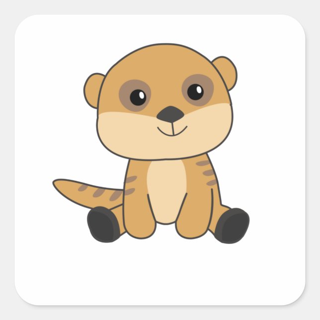 Meerkat Süßvieh für Kinder Quadratischer Aufkleber (Vorderseite)