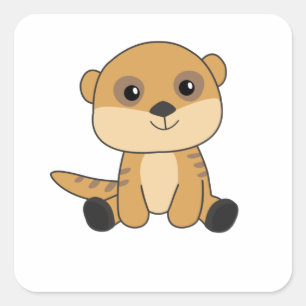 Meerkat Süßvieh für Kinder Quadratischer Aufkleber