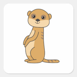 Meerkat Süßvieh für Kinder Quadratischer Aufkleber