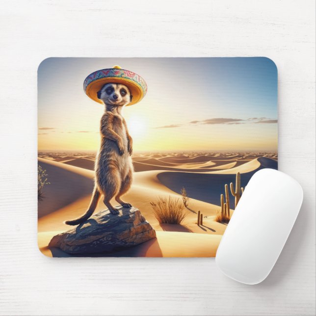 Meerkat Tragen eines mexikanischen Sombrero Mousepad (Mit Mouse)