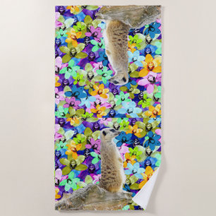 Meerkat- und Aquarellorchideen, Strandtuch
