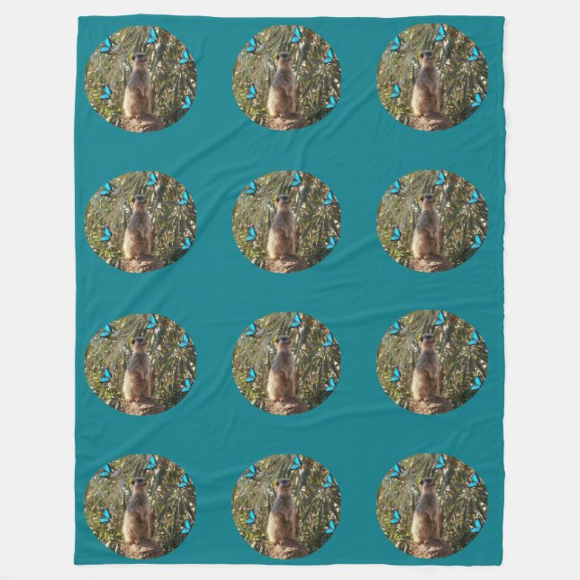 Meerkat und blaue Schmetterlinge, Fleecedecke (Vorderseite)