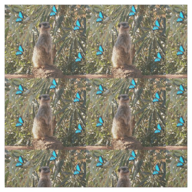 Meerkat und blaue Schmetterlinge, Stoffe (Muster)