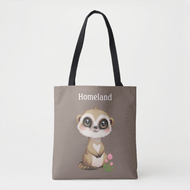 Meerkat und Blume auf Beige Personalisiert (Vorderseite)