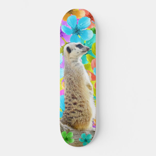Meerkat und Blüten, Skateboard (Vorderseite)