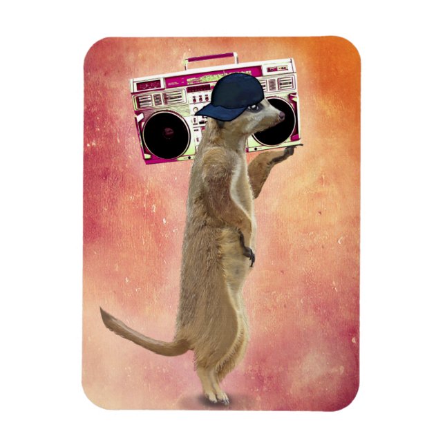 Meerkat und Boom Box Magnet (Vertikal)