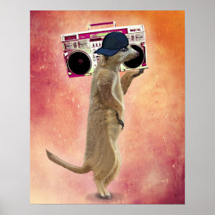 Meerkat und Boom Box Poster