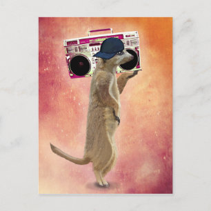 Meerkat und Boom Box Postkarte