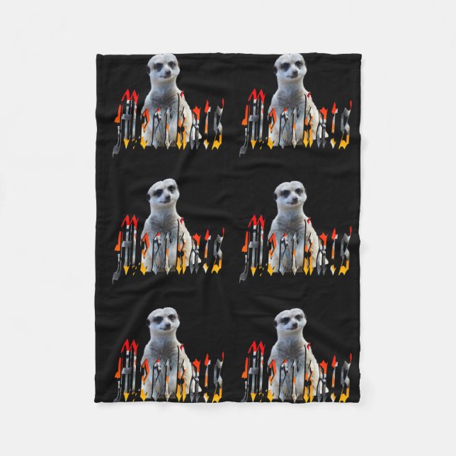 Meerkat und Logo, kleine schwarze Fleecedecke (Vorderseite)