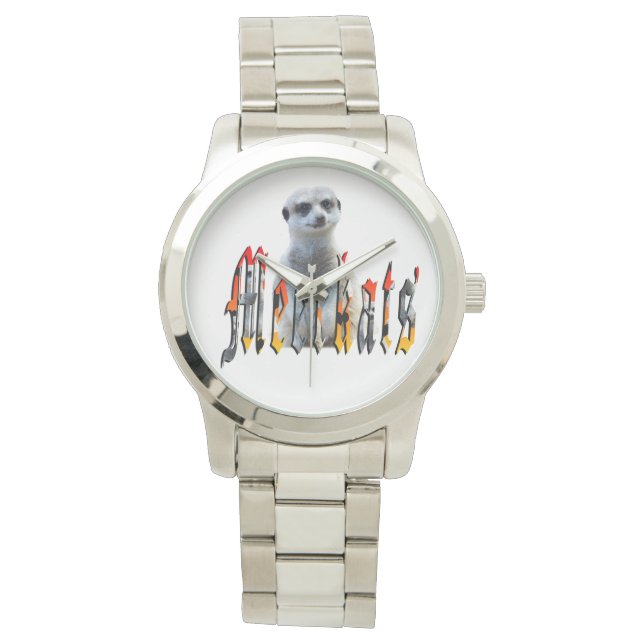 Meerkat und Meerkat Logo Große Silber Unisex Uhr (Vorderseite)