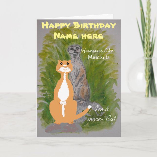 Meerkat und Mere Cat Birthday anpassen Karte (Vorderseite)