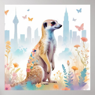 Meerkat Vintage Tierschutzumgebung Poster