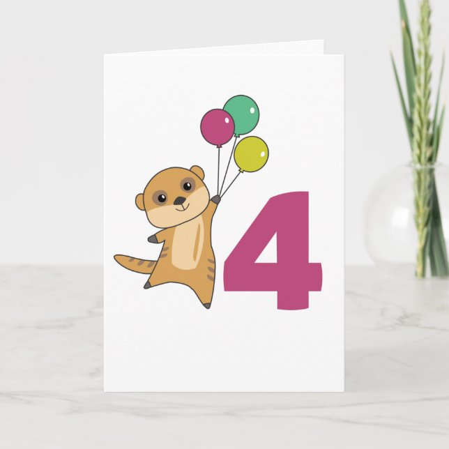 Meerkat Vurth Birthday Balloons Kids Card Karte (Vorderseite)