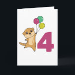 Meerkat Vurth Birthday Balloons Kids Card Karte<br><div class="desc">Das Merkat mit Ballons zu seinem vierten Geburtstag. Für jedes Kind,  das vier Jahre alt wird. Niedliche Merkatze für Kinder zum 4. Geburtstag.</div>