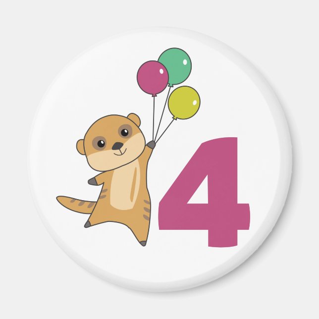 Meerkat Vurth Birthday Balloons Kids Magnet (Vorne)