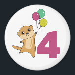 Meerkat Vurth Birthday Balloons Kids Magnet<br><div class="desc">Das Merkat mit Ballons zu seinem vierten Geburtstag. Für jedes Kind,  das vier Jahre alt wird. Niedliche Merkatze für Kinder zum 4. Geburtstag.</div>