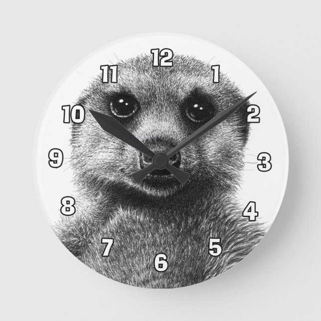 Meerkat Wall Clock Runde Wanduhr (Vorderseite)