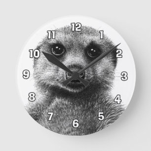 Meerkat Wall Clock Runde Wanduhr