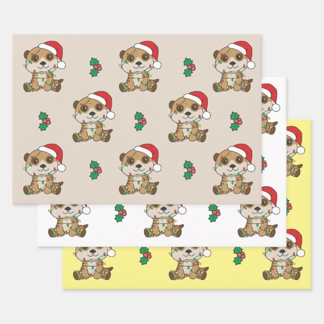 Meerkat Weihnachten Winter Tiere Urlaub Meerkats Geschenkpapier Set (Set)