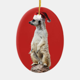 Meerkat Weihnachtsmann Keramik Ornament