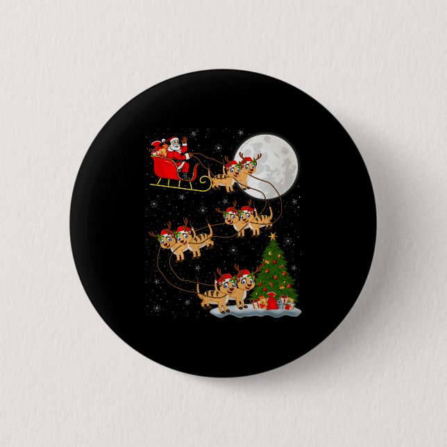 Meerkat Weihnachtsmann Schlitten Fliegend Lustig M Button (Vorderseite)
