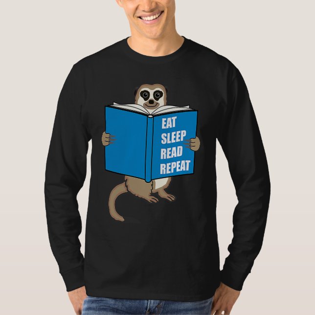 Meerkat with Book Books Reading Hobby T-Shirt (Vorderseite)