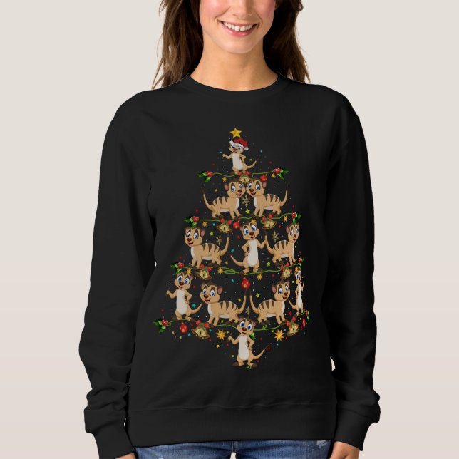 Meerkat Xmas Tree Geschenk Weihnachtsmannmütze Mee Sweatshirt (Vorderseite)