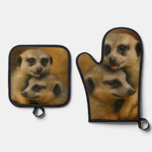 Meerkat-Zuneigung Ofenhandschuh & Topflappen-Set