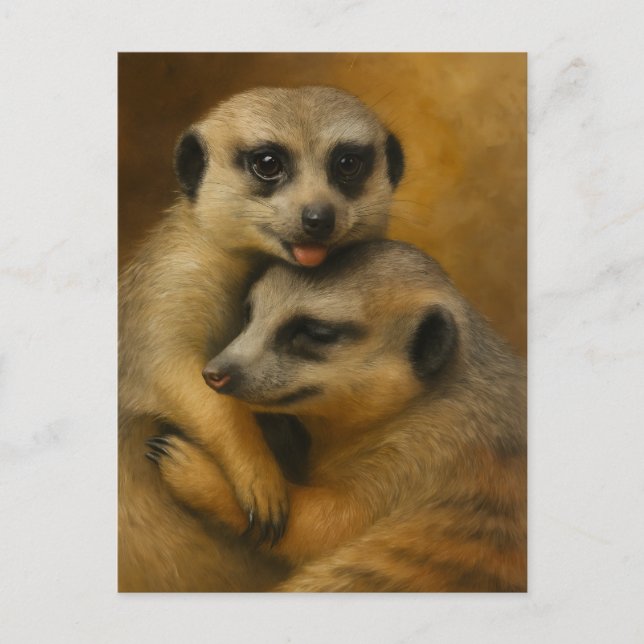 Meerkat-Zuneigung Postkarte (Vorderseite)