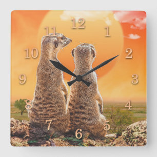 MEERKATS BEST FRIENDS FOREVER QUADRATISCHE WANDUHR