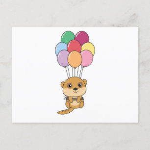 Meerkats fliegt mit farbigen Balloons Postkarte