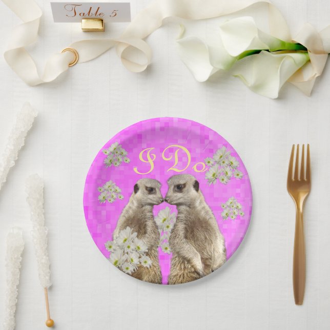 Meerkats I Do Wedding Day, Paper Party Teller (Hochzeit)
