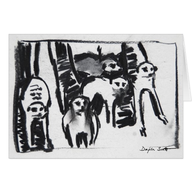 Meerkats Kriegtanzen - Kunstkarte (Vorderseite (Horizontal))