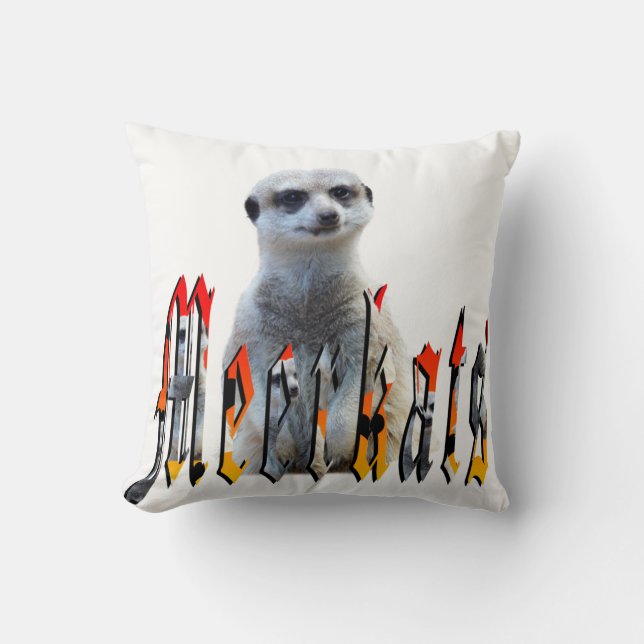 Meerkats: Stehend Stolz hinter dem Namen Kissen (Vorderseite)