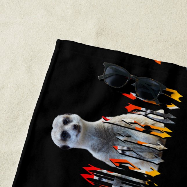 Meerkats und Name, Strandhandtuch (Beispiel)