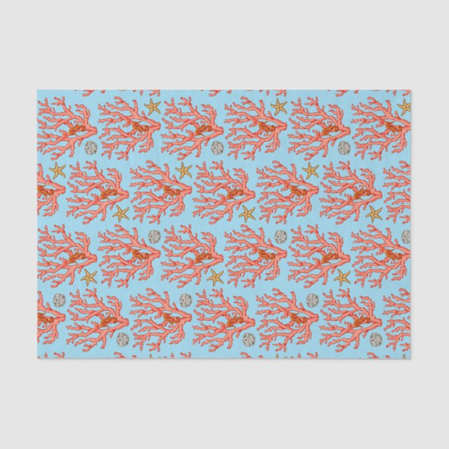 Meerkorallen und Dollar Thema an der Küste Seidenpapier (Vorderseite)