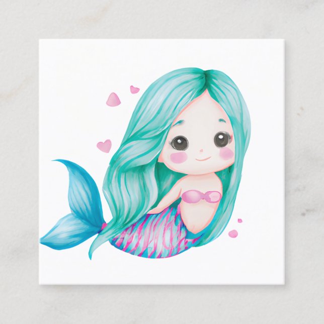 Meermädchen sind legendäre Meereslebewesen mit ein Quadratische Visitenkarte (Vorderseite)