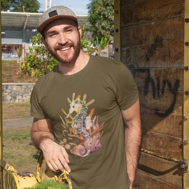 Meerpferd mit Bouquet von Blätter T-Shirt (Von Creator hochgeladen)