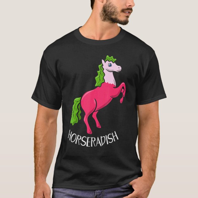 Meerrettich Pferd Tierhaltung Rettich Gemüse T-Shirt (Vorderseite)