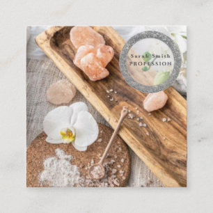 Meersalz-Orchideen-Spa-Blumenmassage-Aromatherapie Quadratische Visitenkarte