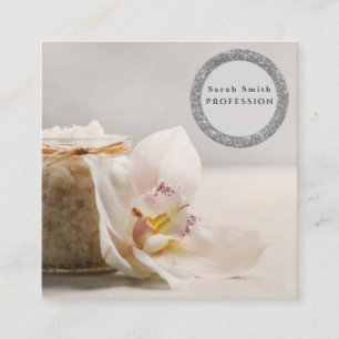 Meersalz-Orchideen-Spa-Blumenmassage-Aromatherapie Quadratische Visitenkarte