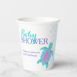 Meerschildkröte Whimsy Aquarell Baby Dusche Aqua Pappbecher