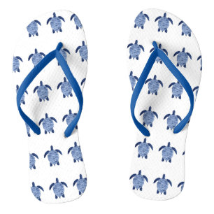 Meerschildkröten-Muster in Indigo Flip Flops