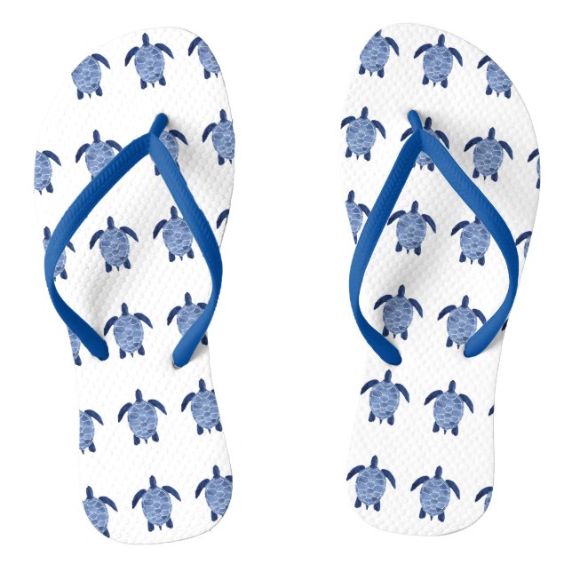 Meerschildkröten-Muster in Indigo Flip Flops (Fußbett)