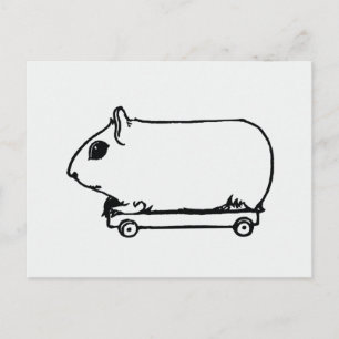 Meerschweinchen auf Skateboard-Kunstpostkarte Feiertagspostkarte