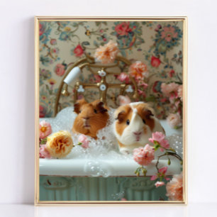 Meerschweinchen-Kunst, Meerschweinchen in der Bade Poster