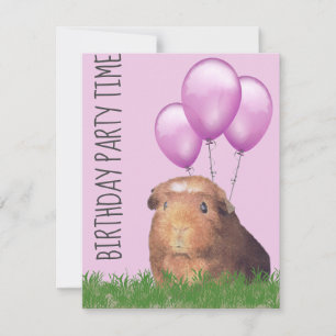 Meerschweinchen Lila Ballons Individuelle Geburtst Einladung