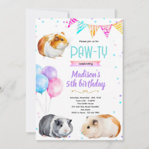 Meerschweinchen-Mädchen-Geburtstagsfeier-Einladung Einladung
