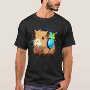 Meerschweinchen mit Kopfhörern Lustiges Meerschwei T-Shirt