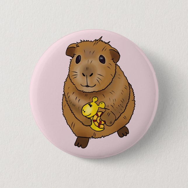Meerschweinchen mit Schnecke Button (Vorderseite)